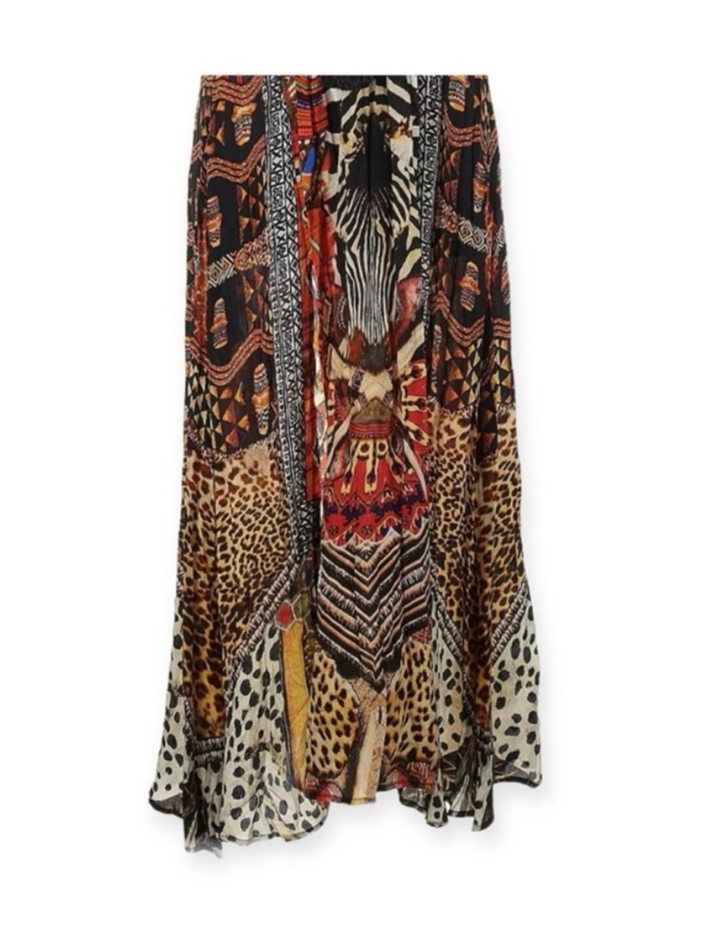 new Shahida Parides 𒀭 RHOBH Silk Crystal Tribal Print Maxi Dress 𒀭 Orange 00-12 - Picture 8 of 16